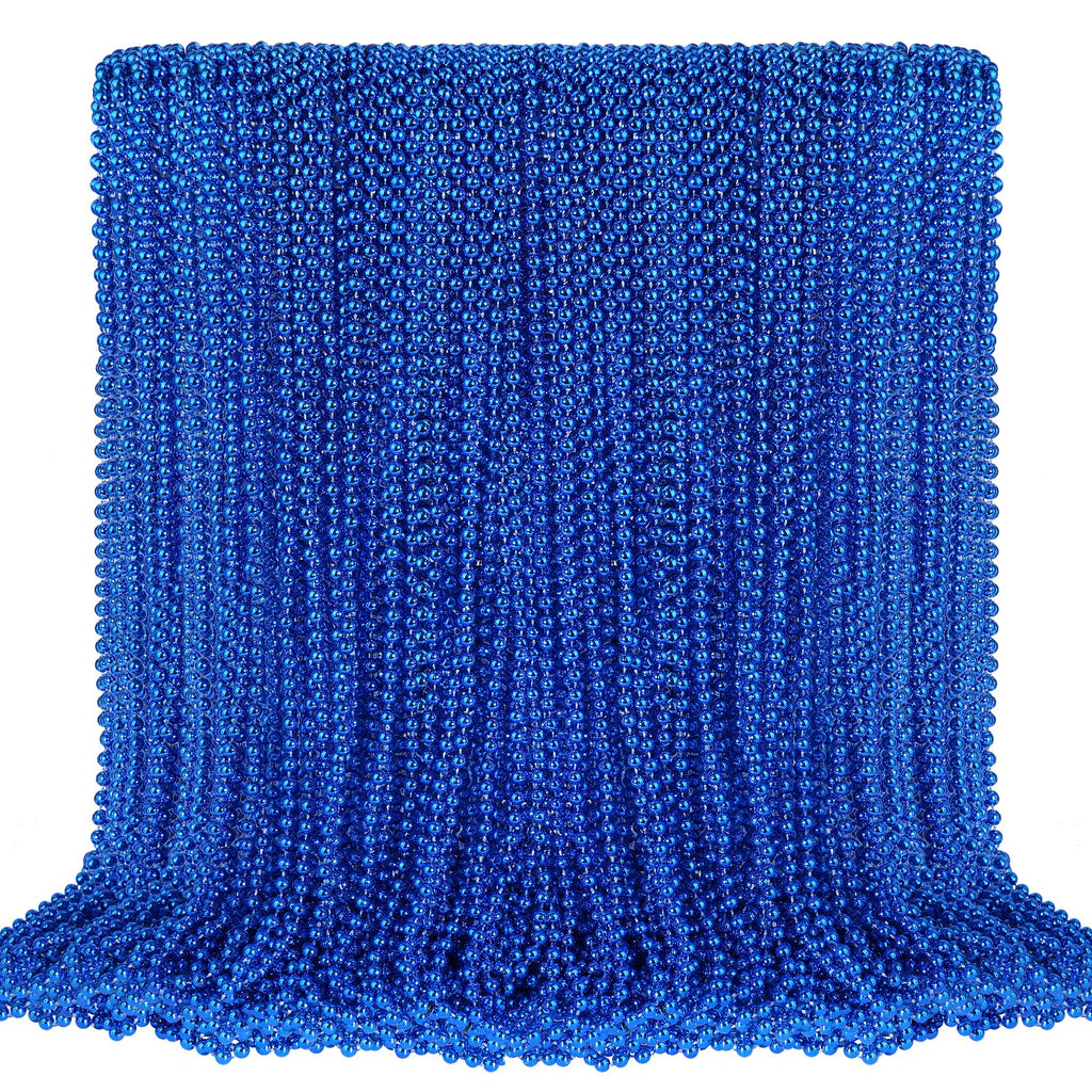 100 PCS Blue Bead Necklace, Blue Mardi Gras Beads Christmas Necklaces, 33" 4th of July Patriotic Beaded Necklace, Parade Throw Accessories for Independence Day Mardi Gras Hanukkah Pirate Theme Party