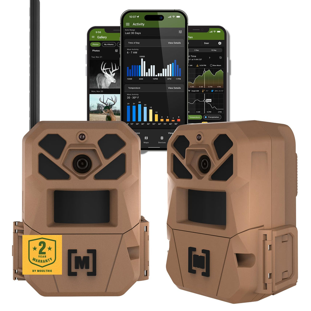 Moultrie Edge 3 Cellular Trail Camera - 2-Pack, 40MP, 0.5s Trigger | Scout from Anywhere, HD photos via Mobile app, 1080p video, multi-carrier, low-glow flash, GPS, Two Pack