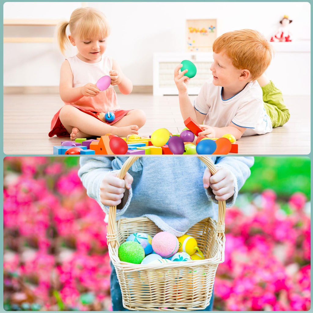 Augshy 14PCS Plastic Egg Shakers Musical Instruments and Maracas for Kids | PEaster Party Shaker Eggs Design,Develops Rhythm And Sound Skills,14 PCS Colorful Egg Maracas Set