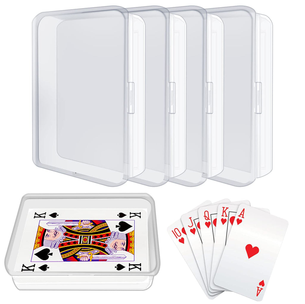 IOKUKI 4 Pcs Blank Playing Card Cases, Clear Plastic Deck Box Holders for Game Cards & More