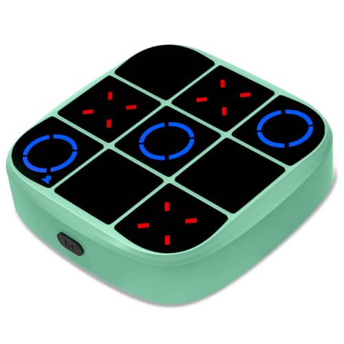 Tic-Tac-Toe Bolt Game, 4-in-1 Handheld Puzzle Games Console, Electronic Tic-Tac-Toe Game for Educational and Memory Growth, Portable Travel Games for Car Ride, Board Games for Kids and Adults (Cyan)