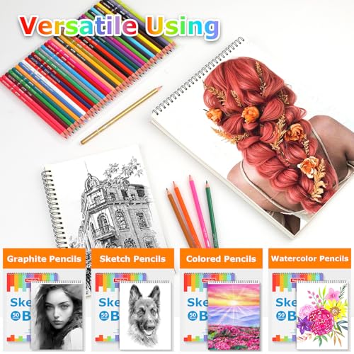 9" x 12" Sketch Book, 2-Pack 50 Sheets Spiral Bound Art Sketchbook Notebook | Acid Free Artist Drawing Book Paper, Art Supplies for Adults Kids, Coloring Book, Sketch Paper for Drawing Coloring Sketching
