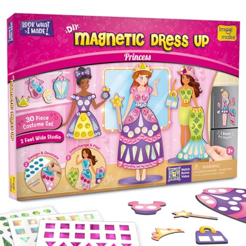 Imagimake DIY Magnetic Dress-Up Princess, 30 Magnetic Dresses & Accessories | Pretend Play Magnetic Toys for Kids, Interchange & Create Unlimited Outfits, Gift for Girls Ages 3,4,5,6,7,8 Years Old