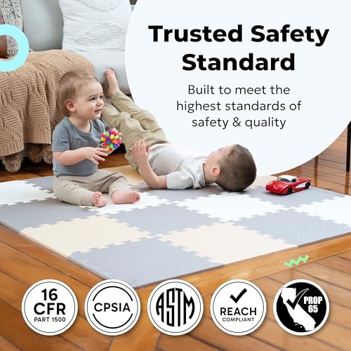 MioTetto Baby Play Mat, Soft Foam Floor Tiles for Kids. Adjustable Interlocking Foam Tiles, Fits with 50x50 Playpen Baby mat for Crawling & Development, Safe & Non-Toxic Playmat for Babies 6-12 Months