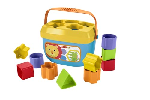 Fisher-Price Baby's First Blocks, Ages 6+ Months | BPA-free plastic,ASTM F963 compliant, sorting + stacking skills, 10 blocks + bucket, no batteries