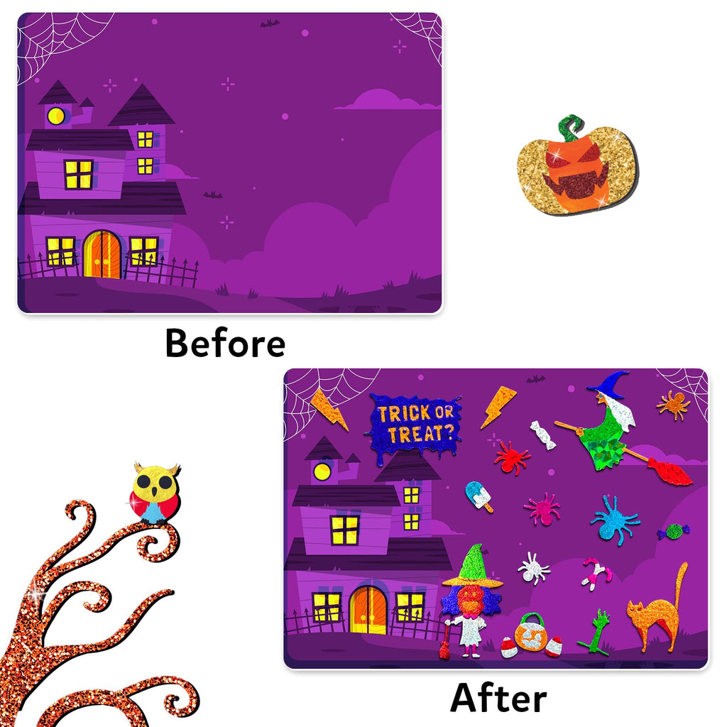 Skillmatics Foil Fun Halloween Craft, Foil Art Activity, Gift for Kids | 200+ Stickers, Travel Toys, Mess-Free, Screen-Free, Fine Motor Skills, Boys & Girls Ages 4, 5, 6, 7, 8, 9