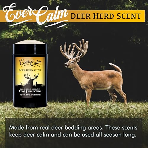 Conquest Scents EverCalm Deer Herd Scent, Deer Attractant Original Formula | Calming Scent from Deer Bedding Areas, for Pre-Rut, Rut and Post-Rut, Versatile Hunting Scents