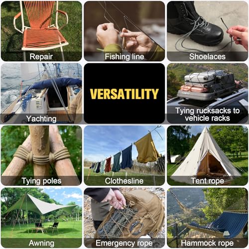 TRIBERION Paracord Rope 750 lb - 1000ft / 500ft / 200ft / 100ft 5/32" Parachute Cord 4MM 12-Strand para Cord - Heavy Duty Spool String for Survival,Camping Gear, Survival Bracelet, Clothesline