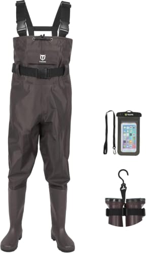 TIDEWE Chest Waders for Men Women, Waterproof Fishing Waders | Waterproof 420D 2-Ply Nylon/PVC, Lightweight Bootfoot Hunting Waders, Adjustable Suspenders, Boot Hanger