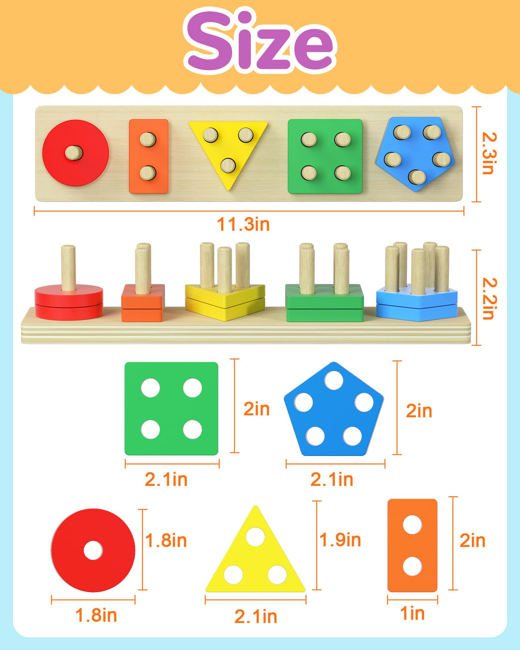 Montessori Toys for 1 2 3 Year Old Boy Girl, Toddler Learning Toys Gifts | Montessori Sensory Toys, Toddler Toy 2-3, Boy Girl Birthday Gifts, Wooden Block, Puzzle, Shape Sorter, Toddler Activities