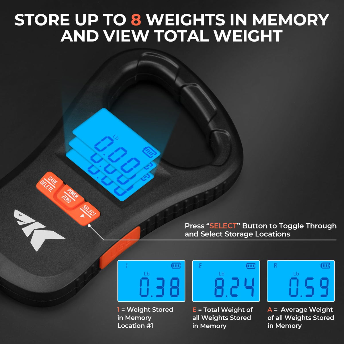 KastKing ToughTide USB Charging Fish Scale with Lip Gripper, Black Combo