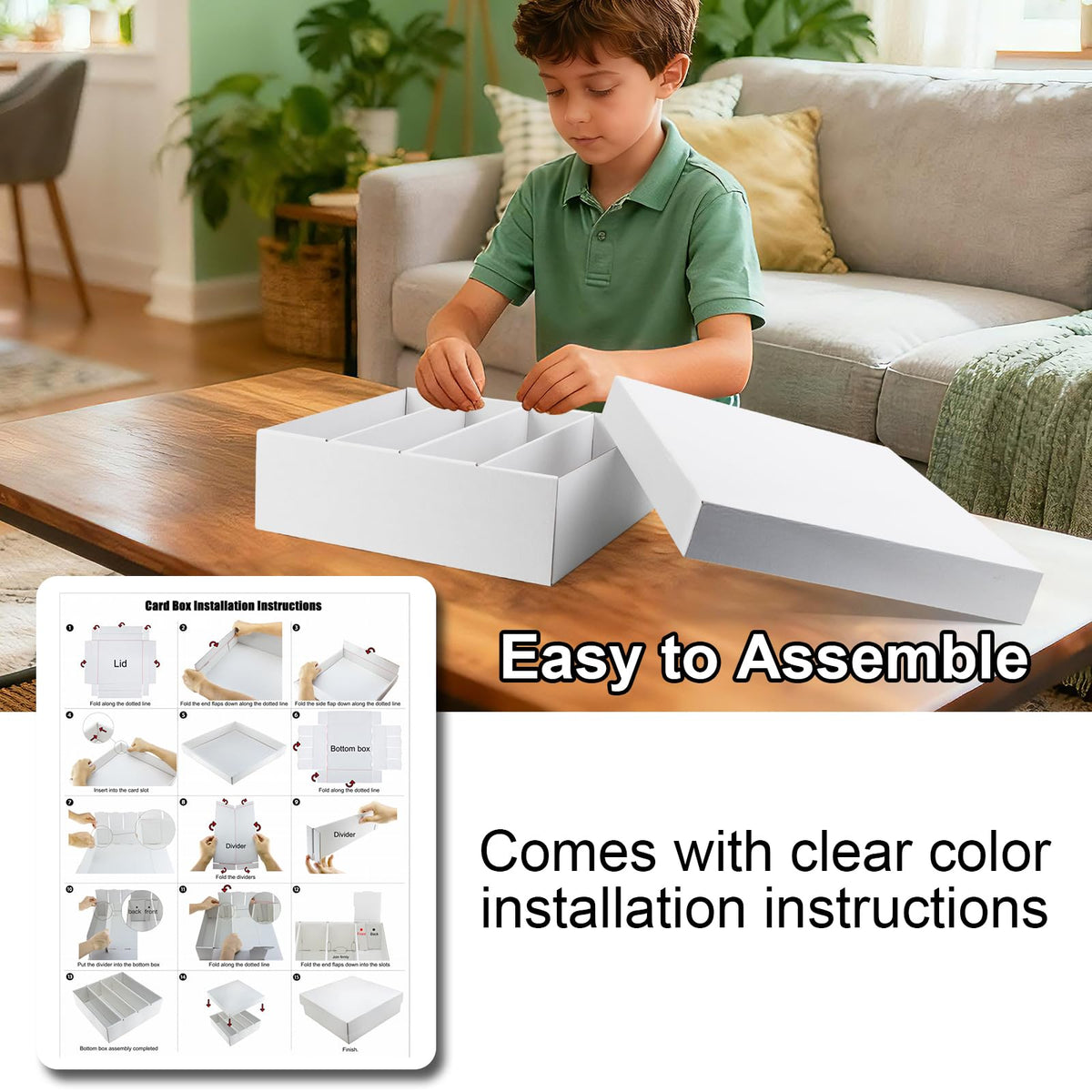 5-Pack Toploader Trading Card Storage Box, 4 Row 3200 Count Cardboard Box | Storage Box for Basketball/MTG/TCG/Sports/Game Cards Organizer and Collection (White)
