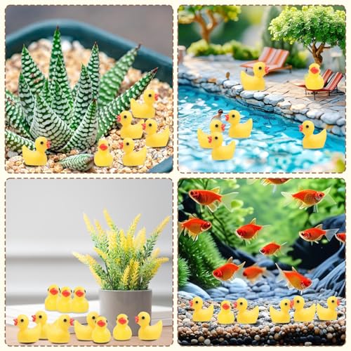 YsesoAi 100Pcs Mini Resin Ducks, Tiny Ducks Figurines Bulk for Miniature Dollhouse Decor Accessories Garden Aquarium Potted DIY Ornament Party Toys