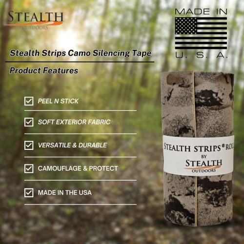 Stealth Strips Natural Gear Camo Silencing Tape | Self Adhesive Silencing Fabric | Great for Quieting All of Your Metal Hunting Gear and Accessories |(2” X 60” Roll)