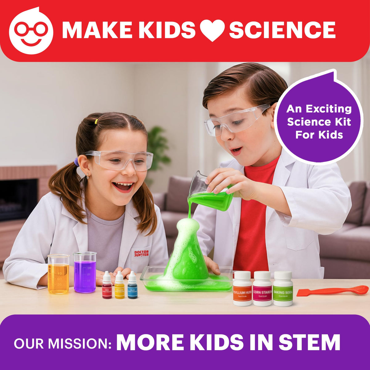 Doctor Jupiter My First Science Experiments Kit for Kids Ages 4+ | Birthday Gift Ideas for Boys & Girls 4, 5, 6, 7, 8 Year Olds, Science Kits for Kids Ages 5-7, STEM Educational Toys