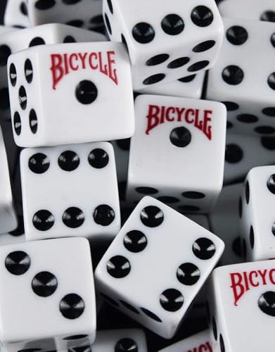 Bicycle 5 Dice Set Six Sided D6 Standard Game White Black 16 mm | Premium quality, Made with recycled and sustainably sourced materials, 5 count