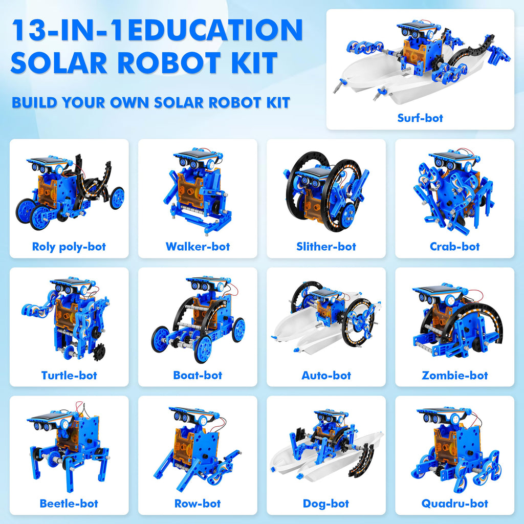STEM 13-in-1 Education Solar Power Robots Toys for Boys Age 8+ , Educational Toy DIY Science Kits for Kids, Building Experiment Robotics Set Birthday Gifts for 8+ years old boys and girls .