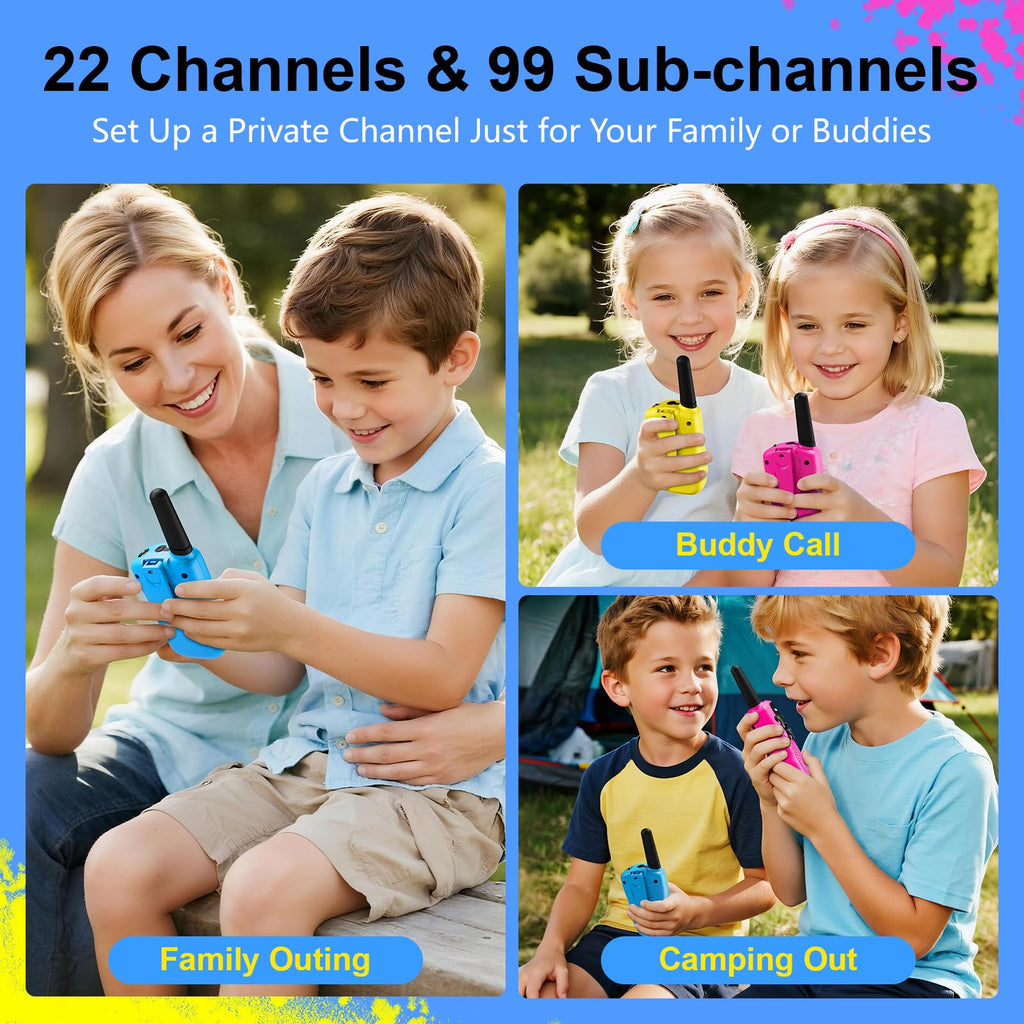 SANJOIN Walkie Talkies for Kids, Birthday Gifts for Girls 4 5 6 7+Years Old | 3 Miles Long Range, Clear Sound, 22 Channels 2 Way Radio to Camping Hiking Outdoor Games Toys for Girls Boys Ages 3-12