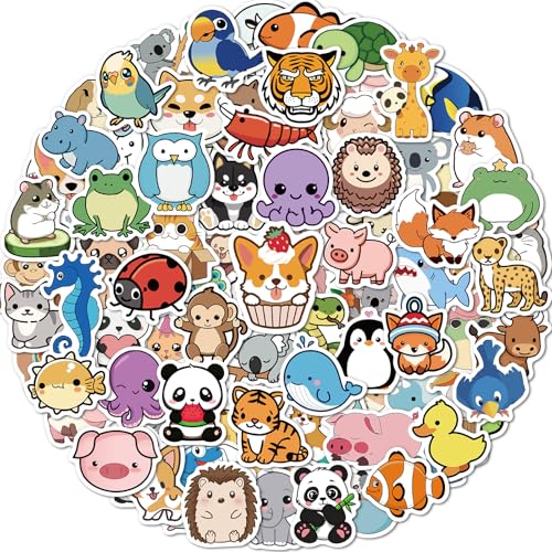 100 Pcs Animal Stickers for Kids, Cute Water Bottle Stickers, Party Favors | Vinyl Waterproof Kid Sticker Pack, Kids Classroom Prizes for Elementary Students, Goodie Bags Stuffers for Kids