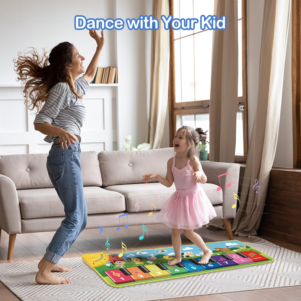 FOKI Floor Piano Mat, Baby & Toddler Toys for 1-3 Year Old Boys & Girls | Sensory Musical Toy with 5 Modes, Dual Volume Controls and 8 Music Cards, Gift-Ready for Birthdays and Christmas