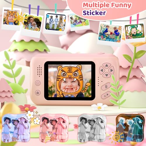 Makolle Kids Camera Toys for Girls 3-12 Year Old,HD Digital Video Camcorder Camera with Tripod,Children Chritmas Birthday Gift with SD Card-Pink