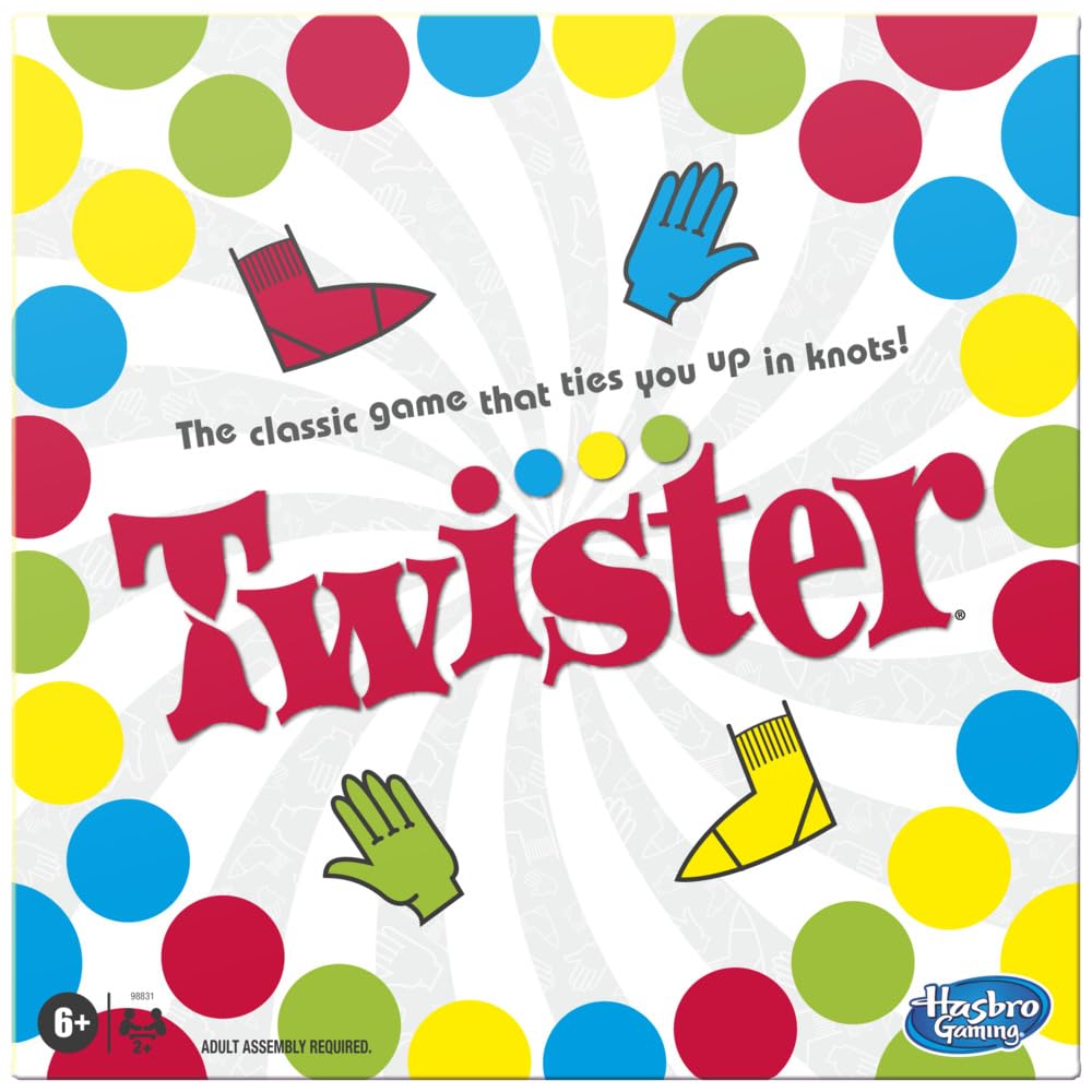 Hasbro Twister Party Classic Board Game for 2 or More Players,Indoor and Outdoor Game for Kids 6 and Up,Packaging May Vary