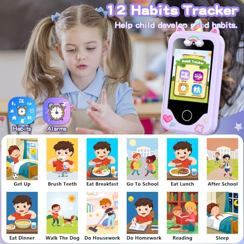 Kids Smart Phone for Girls, Christmas Birthday Gifts for Girls Age 3-10 | Kids Toys Cell Phone, 2.8" Touchscreen Toddler Learning Play Toy Phone with Dual Camera, Game, Music Player, 8GB Card, Purple