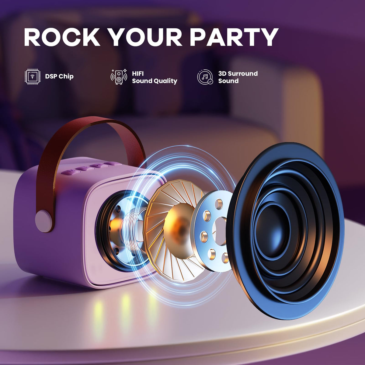 YLL Karaoke Machine for Kids, Birthday Gifts for Girls 3 4 5 6 7+Years Old | 2 Wireless Microphones, 5 Magic Voices, Mini Portable Bluetooth Speaker, Family Home Party Present Toys for Ages 4-12