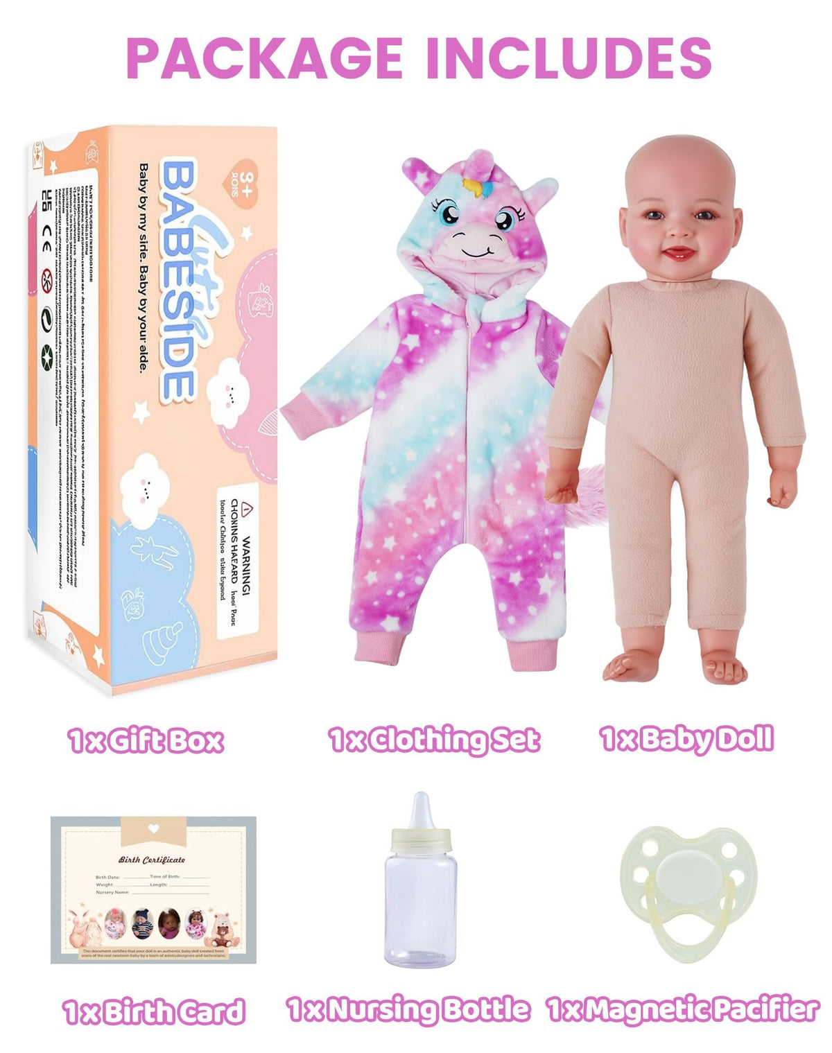 BABESIDE Baby Dolls, 17inch Large Realistic Cute Soft Body Baby Doll | Real Life Baby Dolls with Accessories for 3+ Year Old Girls Gifts, Pretend Play, Collection