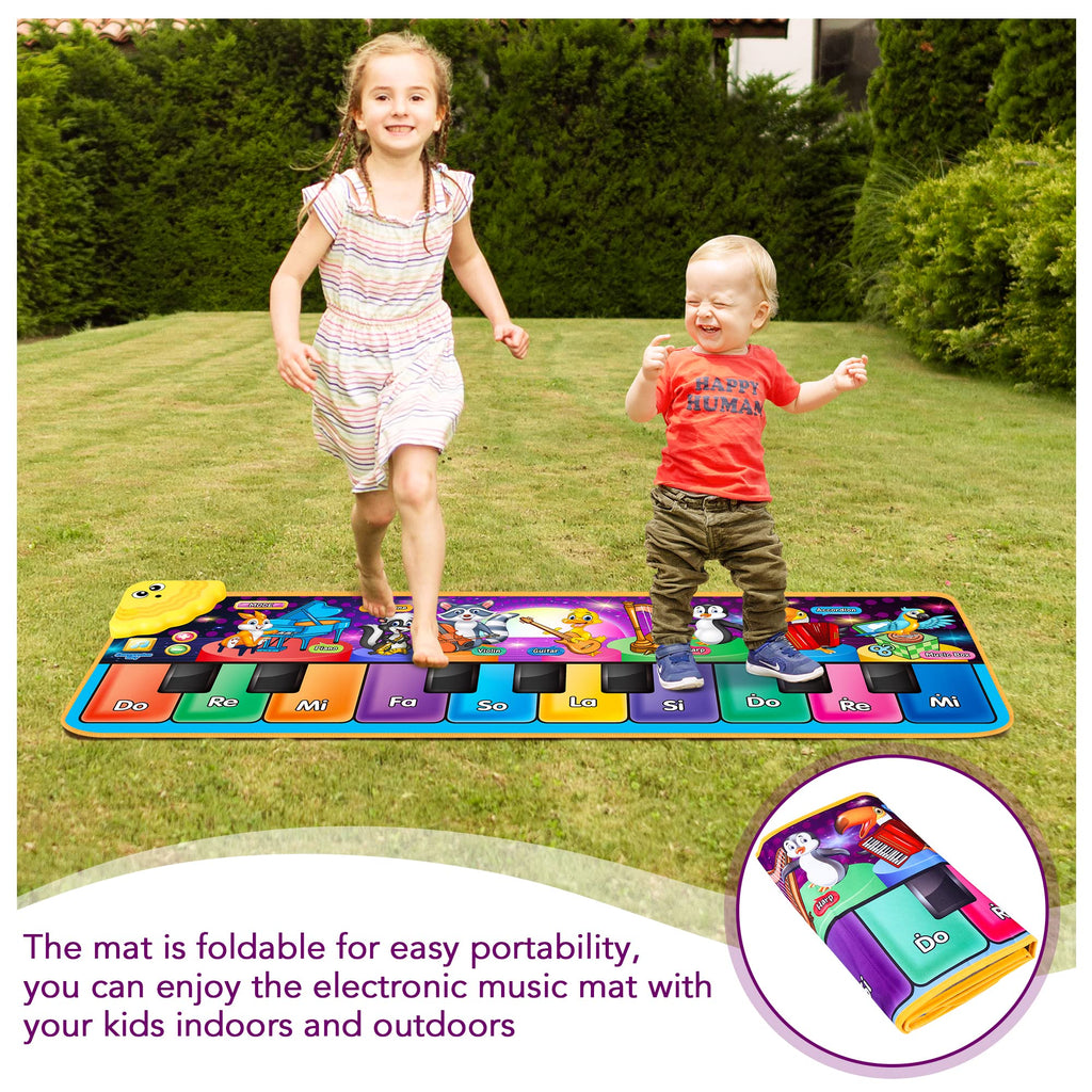 Floor Piano Mat, Musical Educational Keyboard Playmat for Kids Aged 1 2 3+ | Musical Animal Touch Play Toy & Dancing Mat, 25 Music Sounds Sensory Educational Toy, Ideal Gifts for Ages 1-3+ Boys Girls