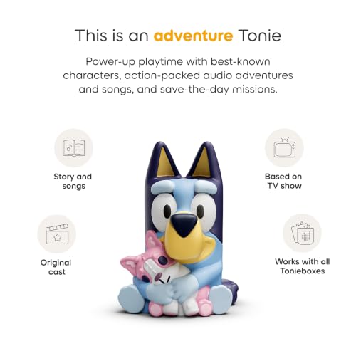 Tonies Bluey Audio Toy Figurine 3 Pack Set - Bluey, Bingo, Muffin | The Bluey Family Adventure Collection. 3 Favorite Characters. 136 Minutes of Bluey Stories.