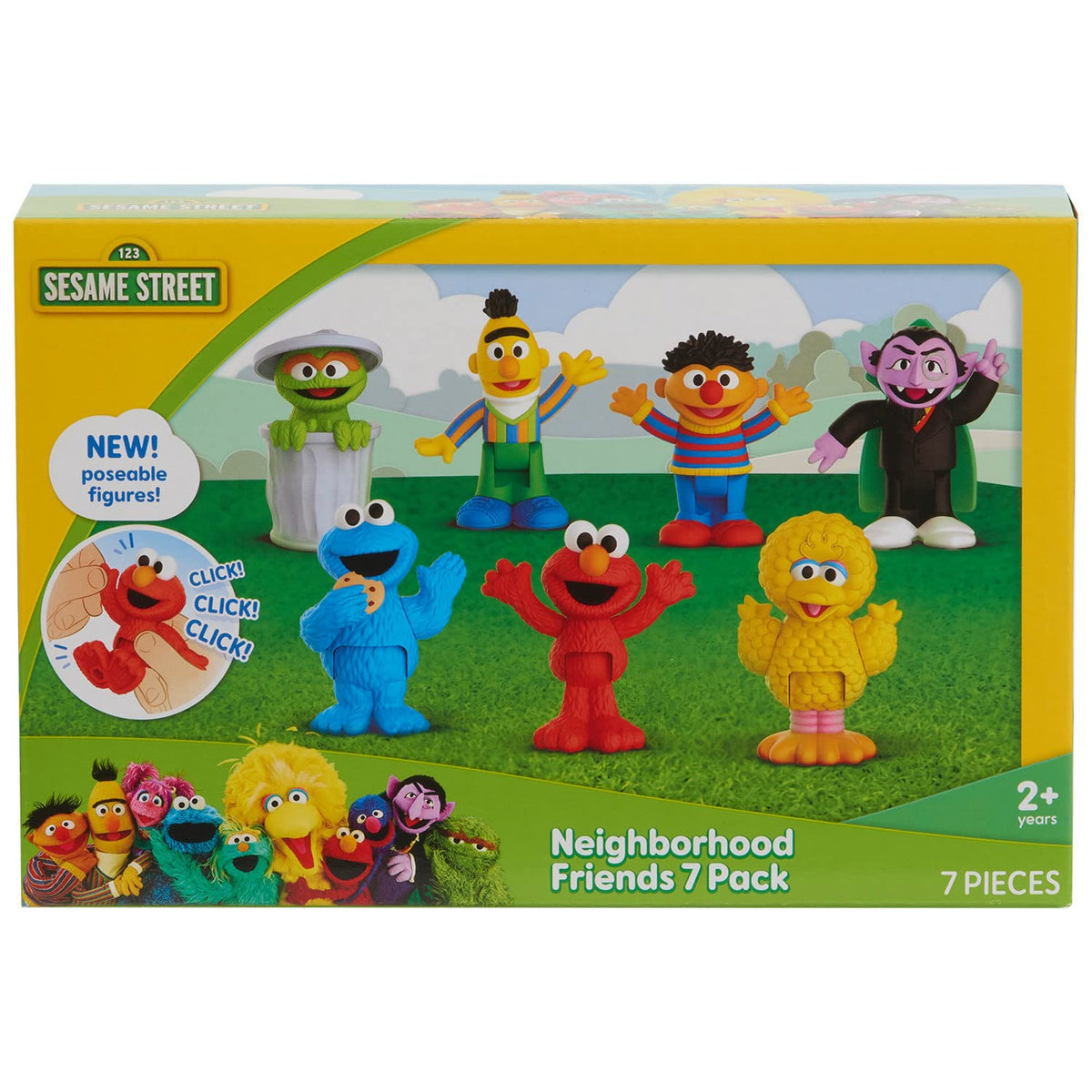 Just Play Sesame Street Neighborhood Friends Poseable Figurines | 7 Figurines, Holiday Stocking Stuffers, Gifts, Presents, Kids Toys for Ages 2 Up