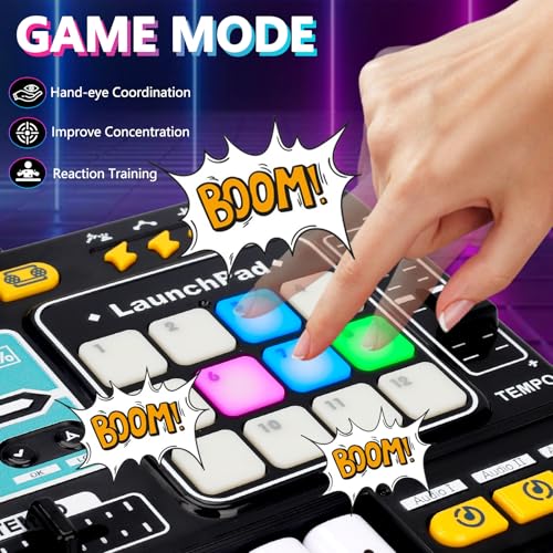 Tsomtto Kids DJ Mixer Table Musical Toy with Lights & Bluetooth | Electronic Music Toy with Microphone Piano, DJ Mixer Controller Toys Birthday Christmas Gifts for 3 4 5 6 Year Old Boys Girls