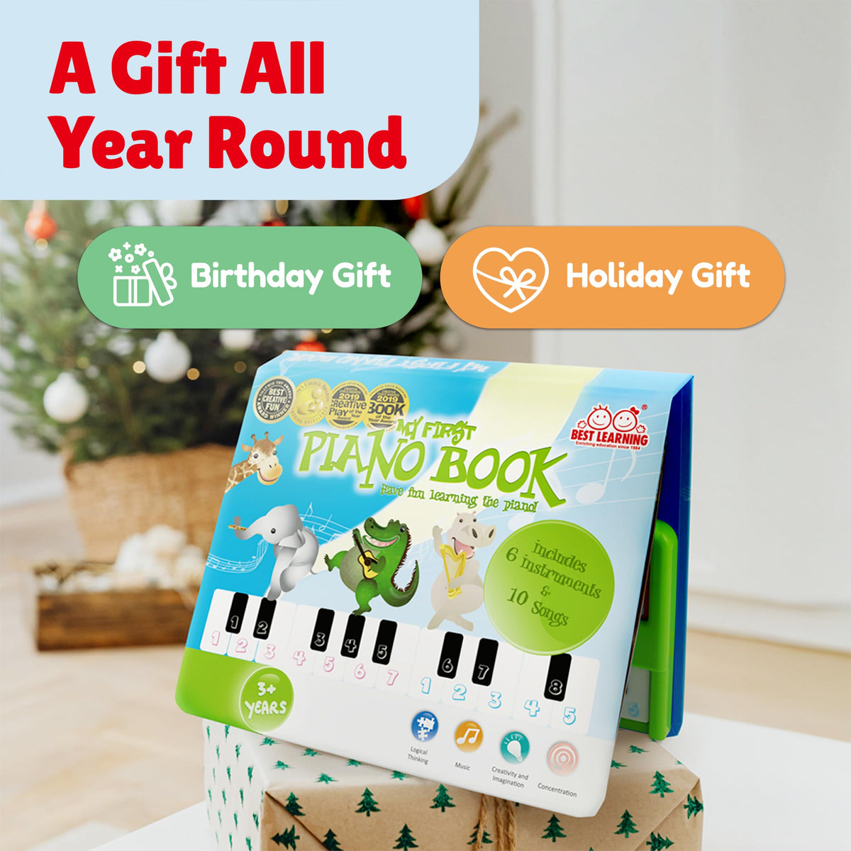 BEST LEARNING My First Piano Book - Toy Piano with Songbook for Kids | 10 Nursery Rhymes, 6 Instrument Sounds, Record and Playback, Educational Birthday Gift for 3 to 5 Year Old Boys and Girls