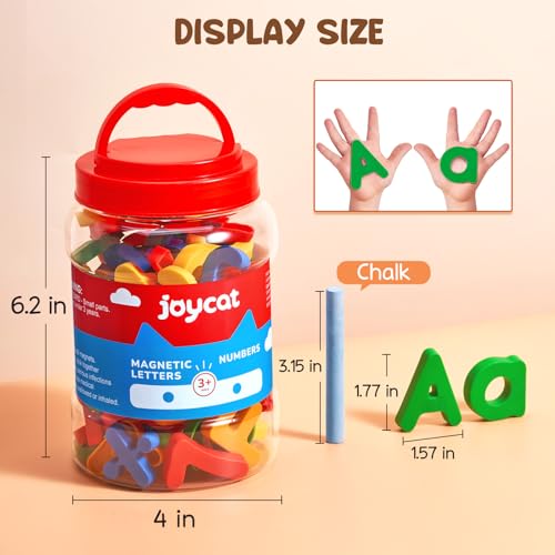 JoyCat Magnetic Letters Numbers Alphabet ABC 123 Fridge Magnets, 78 Pcs | Colorful plastic magnets, uppercase lowercase letters, math symbols, preschool learning toy set for toddlers kids ages 3+
