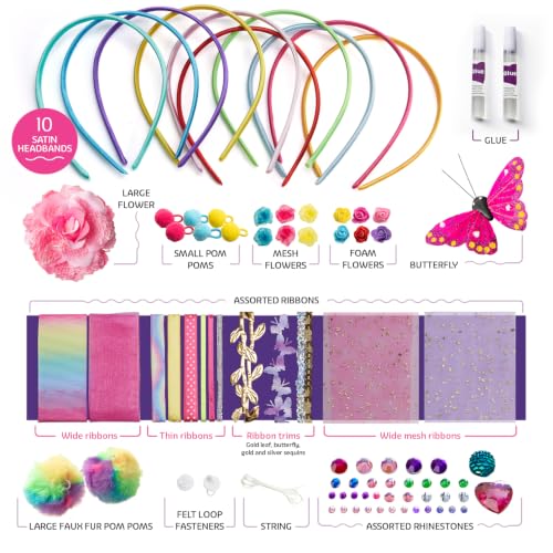 Pretty Me Headband Making Kit for Girls - Arts & Crafts Easter Gift - Make Your Own Fashion Headbands for Kids - DIY Hair Accessories - Gift for Ages 5-12 Year Old Girl - Little Kids Art & Craft Gifts