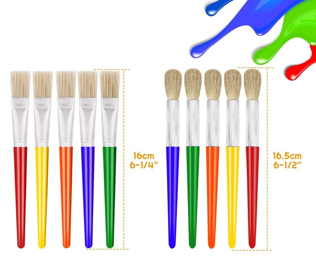 10Pcs Paint Brushes for Kids, Anezus Kids Paint Brushes Toddler Large Chubby Brushes Round and Flat Preschool Painting Brushes for Washable Paint Acrylic Paint