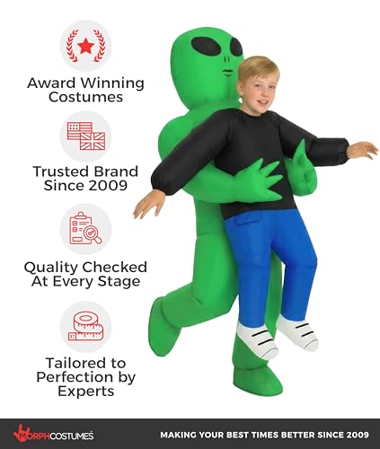 Morph Alien Costume, Alien Costume Kids, Halloween Costumes for Boys | Inflatable Alien Costume with Built-In Fan & Battery Pack, Inflates in 60 Seconds, Perfect Boys Halloween Costume