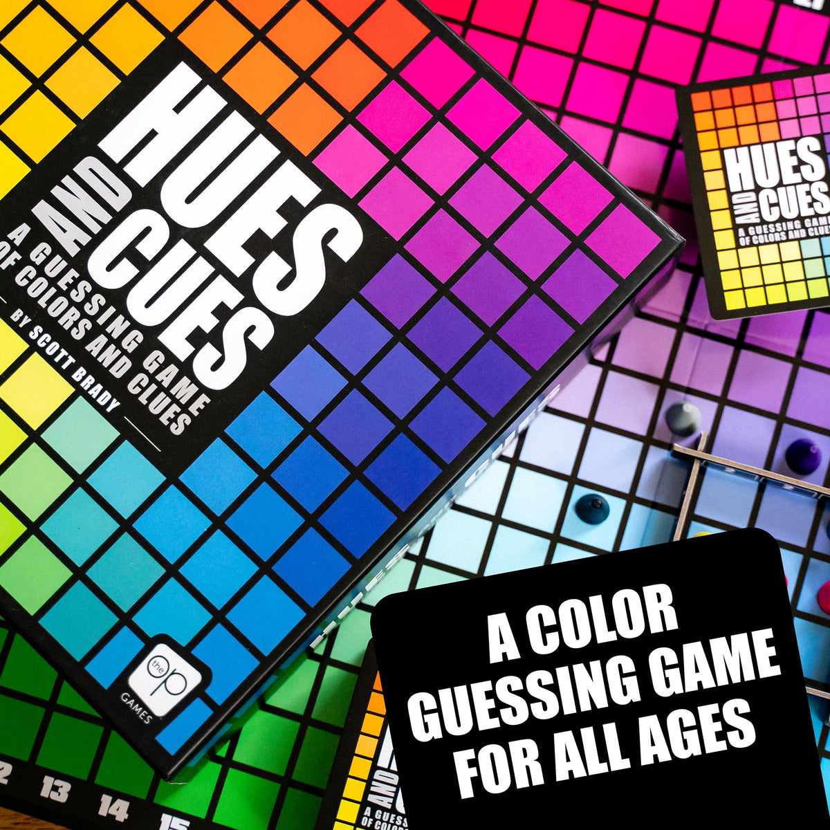 HUES and CUES - Vibrant Color Guessing Board Game for 3-10 Players Ages 8+, Connect Clues and Guess from 480 Color Squares
