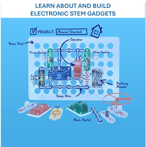 SNAP CIRCUITS Jr. SC-100 STEM Electronics Kit, 100+ Projects, Ages 8+ | Build 100+ STEM projects with 28 snap-together parts and a full-color project manual