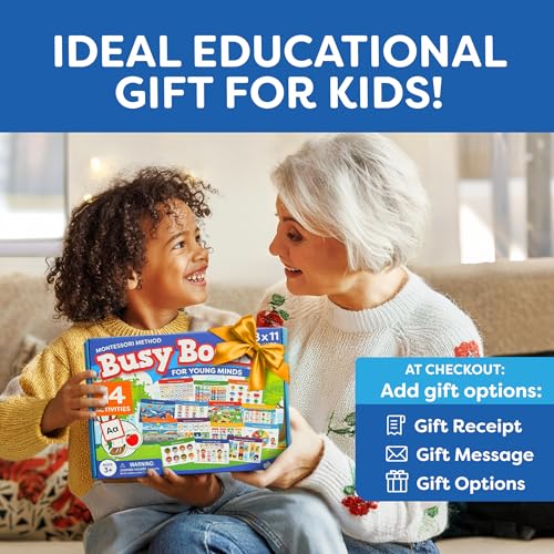 Montessori Busy Book & Preschool Learning Workbook for Toddlers Ages 3-5 | Preassembled Quiet Activity Book - Educational Travel Toy - Toys and Gifts for Kids
