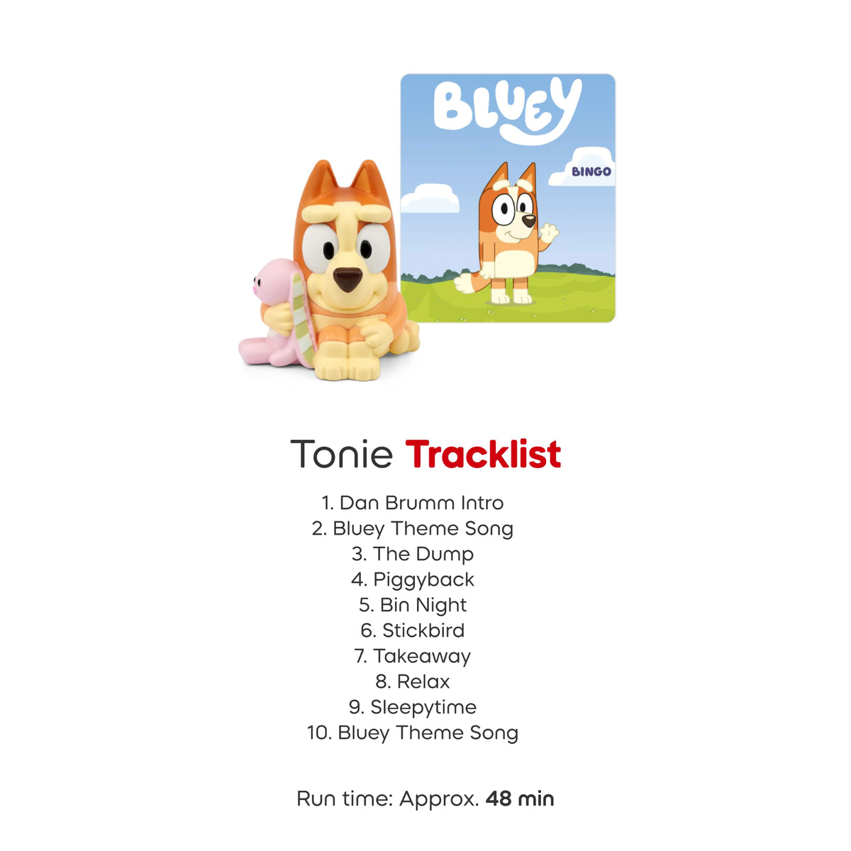 Tonies Bluey Audio Toy Figurine 3 Pack Set - Bluey, Bingo, Muffin | The Bluey Family Adventure Collection. 3 Favorite Characters. 136 Minutes of Bluey Stories.