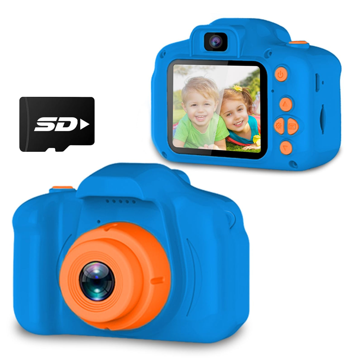 Seckton Upgraded Kids Selfie Camera, HD Digital Video Camera-Navy Blue | Christmas Birthday Gifts for Boys Age 3-9, Toddler Camera with Dual Lens, SD Card, Lanyard, Shockproof, Portable Creative Toy