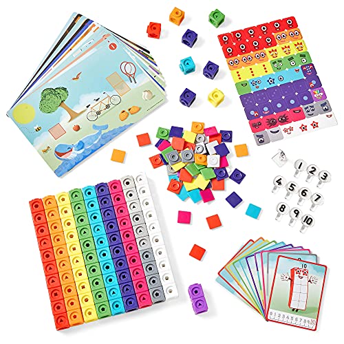 hand2mind Numberblocks 1-10 MathLink Cubes Activity Set, Ages 3+ | Linking Cubes, Numberblocks Activity Set, Preschool and Kindergarten Learning Activities, For Kids Ages 3, 4, 5, 6, 7