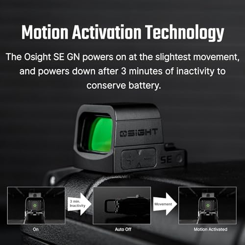 OSIGHT SE Enclosed Red/Green Dot, 2 & 32 MOA Multi-Reticle or 6 MOA Dot | RMSc Footprint, Side-Load Battery, Motion Sensor, Aspherical Lens, Compact Enclosed Design for Concealed Carry