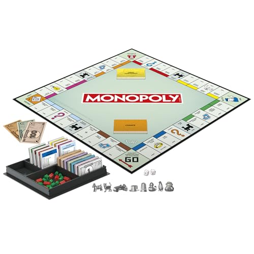 Monopoly Board Game | Classic Game with Storage Tray and Larger Tokens | Ages 8+ | 2 to 6 Players | Family Games for Kids and Adults | Kids Gifts