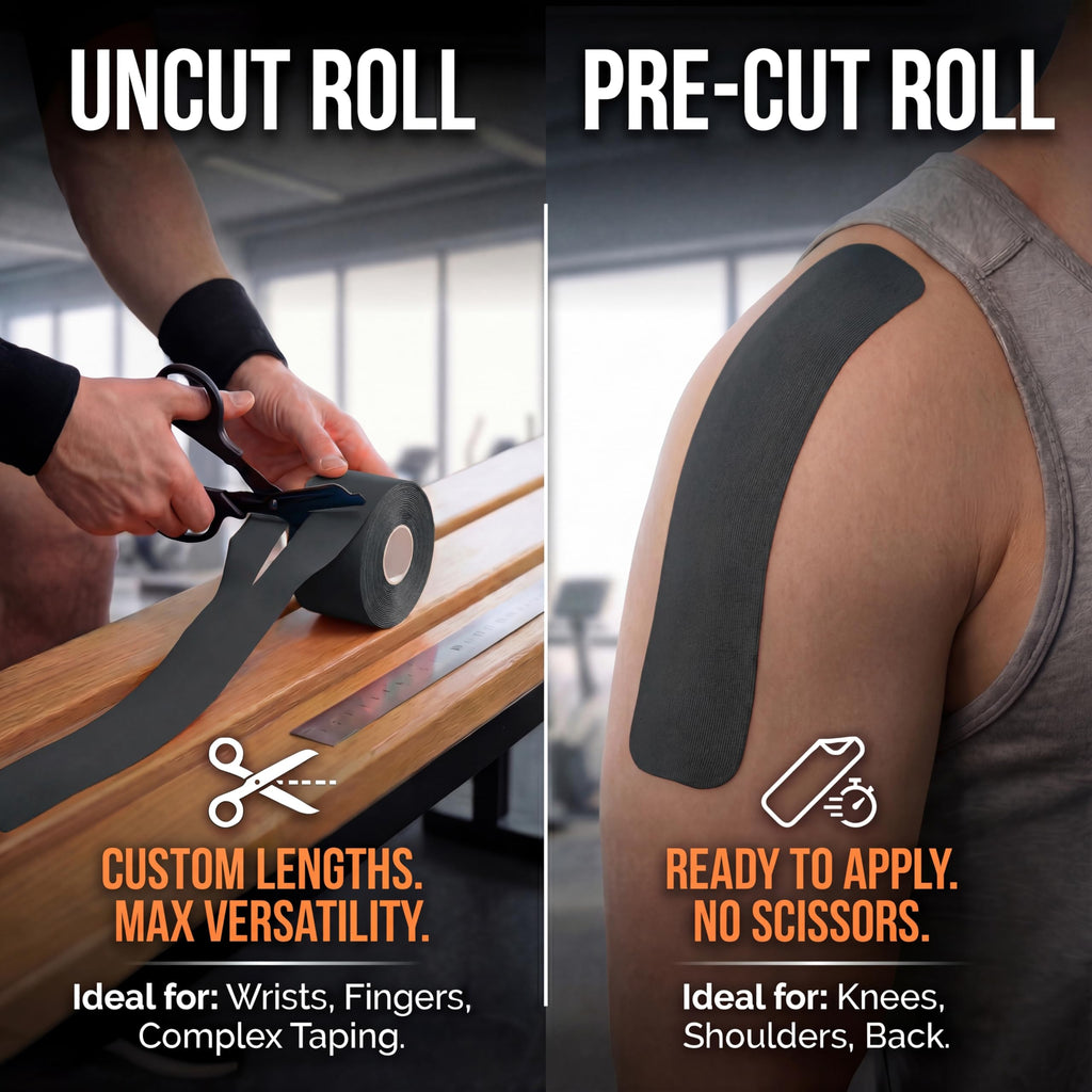 Winiom Kinesiology Tape - Waterproof Athletic Tape, Uncut Roll 2"x16.4ft | Midnight Black, 3-5 Day Adhesion, Hypoallergenic and Latex-Free for Knee, Shoulder, Arm and Back Support + Taping Guide