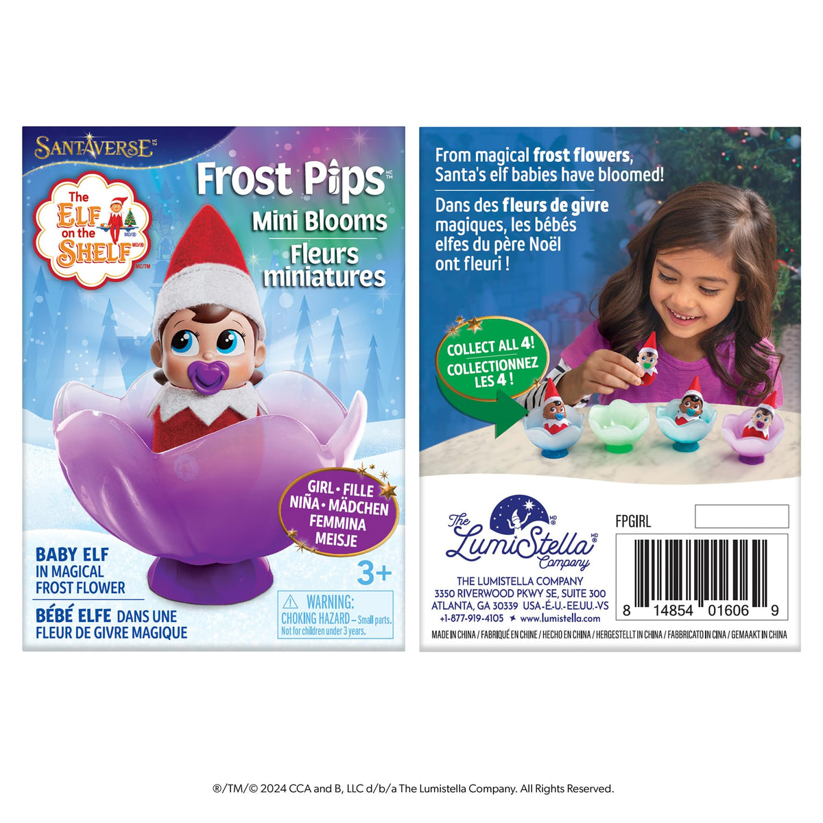 The Elf on the Shelf Frost Pips Mini Blooms Elf Baby Girl with Blue Eyes | Includes a Frost Pips Elf Baby Girl with blue eyes and Frost Flower Cradle.