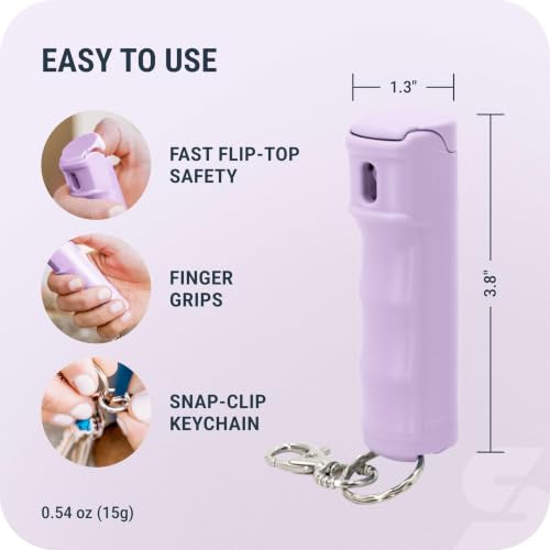 SABRE Pepper Gel Spray with Fast Flip Top Safety & Snap‑Clip Keychain | Maximum Strength with UV Dye for Self Defense, Finger Grip, Reduces Wind Blowback, 10-Second Spray, 14-ft Range, Made in USA