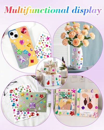 6124Pcs Gem Stickers-Self-Adhesive Face Jewelry Stickers, Acrylic Gems DIY Crafts, Sparkling Heart-Shaped Rhinestone for Kids, for Party & Holiday Supplies